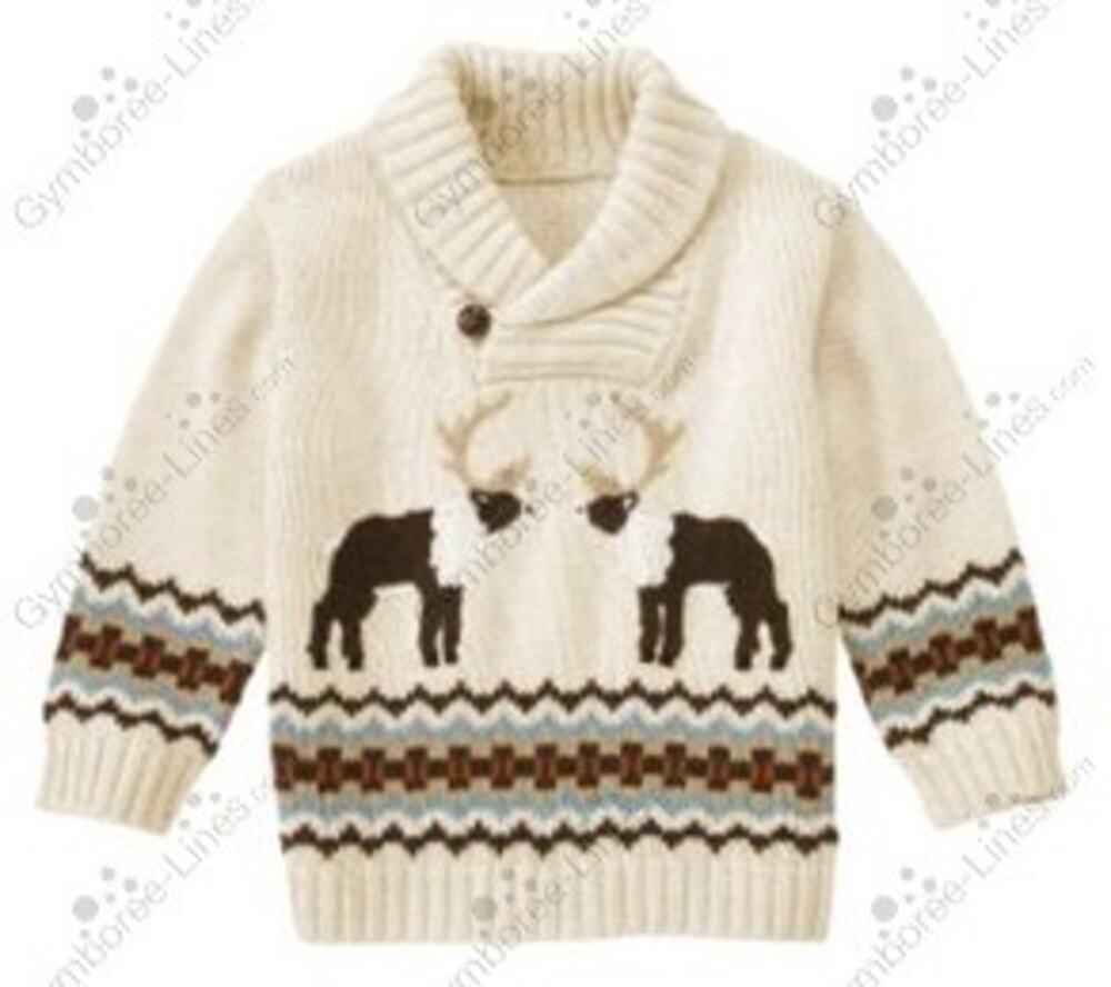 Janie and Jack Cozy Boy's Reindeer Fair Isle Cotton-Wool Sweater